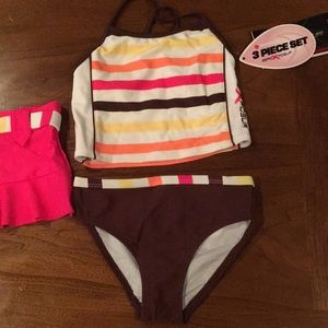 NWT girls size 4 three piece swimsuit